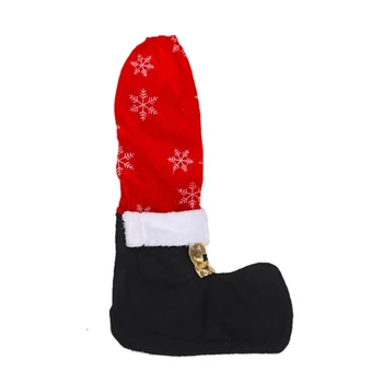 Красные чехлы для ножек рождественского стола, носки для ножек стульев из искусственного меха и ткани в виде снежинок Придадут праздничности вашему дому
