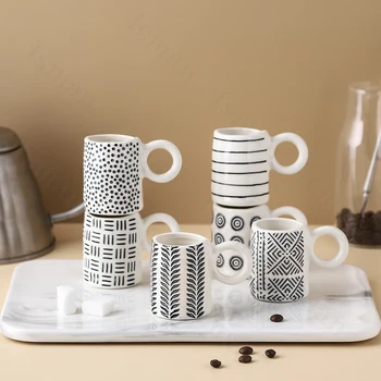 Креативные Керамические Кружки, Кофейные чашки, Послеобеденный чай в американском стиле, Маленькая Итальянская кружка для Эспрессо, Кофейная чашка неправильной формы