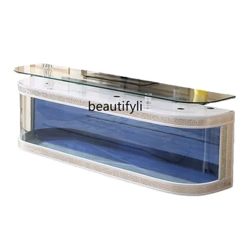 Креативный стеклянный шкаф в европейском стиле, Настенный аквариум, Фильтр для обратной замены воды, Экологический аквариум