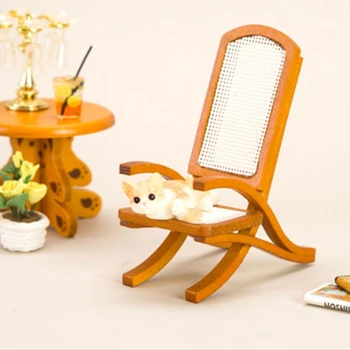 Кресло для кукольного домика в масштабе 1: 12, миниатюрная мебель для кукольного домика, сделанная своими руками, деревянный стул, диван, аксессуары ручной работы, игрушки