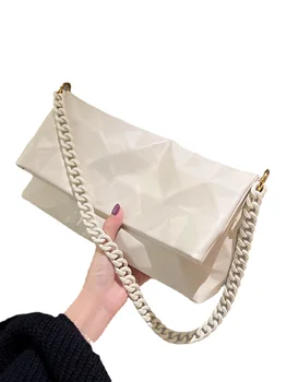 Легкая Роскошная плиссированная сумка-тоут Hxl, модная сумка с бриллиантовой цепочкой под мышками, сумка-мессенджер через плечо