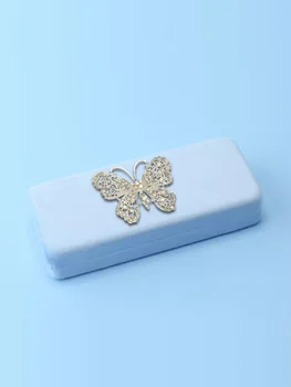 Легкая коробка для хранения очков с защитой от давления-декор из розового золота и бежевых бабочек