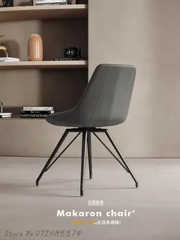 Легкое роскошное домашнее кожаное обеденное кресло Итальянский минималистичный дизайнерский ресторанный стул со спинкой, железный обеденный стол и стул