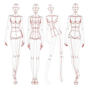 Линейки для иллюстрации моды, шаблоны для рисования, Линейка для шитья, Гуманоидные узоры, Дизайн одежды, Тип измерения A