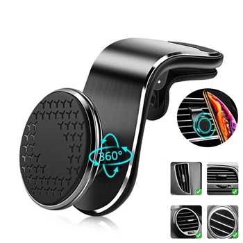 Магнитный автомобильный держатель для телефона Универсальное вентиляционное отверстие для автомобильного телефона Поддержка мобильного телефона GPS для Huawei Samsung Поворотный кронштейн