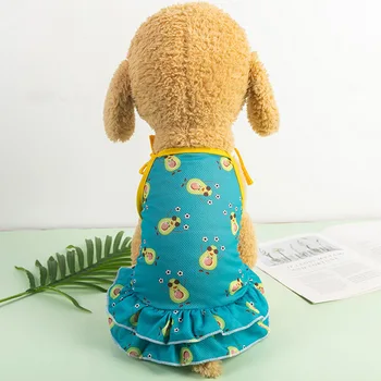 Милое платье для домашних животных, платье-комбинация с принтом собаки, юбка, ультратонкая и дышащая одежда для домашних кошек, костюм для маленьких собак, летняя одежда