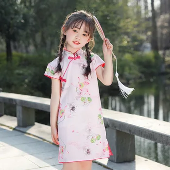 Милые девушки Одежда Cheongsam Hanfu Детский Винтажный костюм Tangsuit Детские праздничные наряды Свадебное платье Qipao Костюм для выступления Подарок