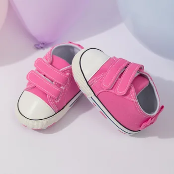 Модная розовая парусиновая обувь для малышей с резиновой подошвой и нескользящей обувью для малышей, обувь для малышей, детская обувь для девочек