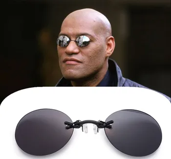 Модные солнцезащитные очки с клипсой на носу, мужские винтажные мини-круглые солнцезащитные очки Hacker Empire Matrix, солнцезащитные очки без оправы UV400