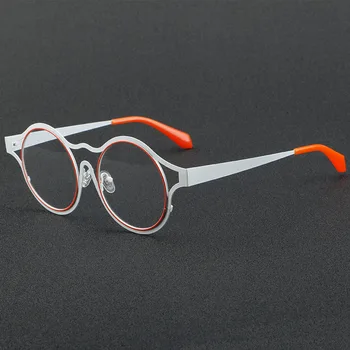 Мужские винтажные очки в металлической круглой сверхтонкой оправе, женские двухлучевые круглые линзы, оптические очки для близорукости по рецепту врача