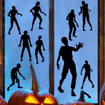 Наклейки на окна в честь Хэллоуина, Страшные наклейки на стекло с кровавым отпечатком руки зомби, съемные наклейки на окна для декора вечеринки в честь Хэллоуина