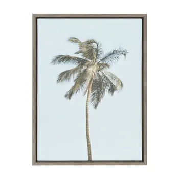 Настенное искусство на холсте в рамке из кокосовой пальмы Sylvie One от студии Creative Bunch Studio 18x24 Серого цвета, Прибрежное Пляжное Искусство для стены