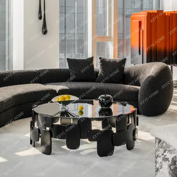 Новая вилла, большая квартира, комбинированный чайный столик, журнальный столик из закаленного стекла в стиле минимализма в стиле постмодерн