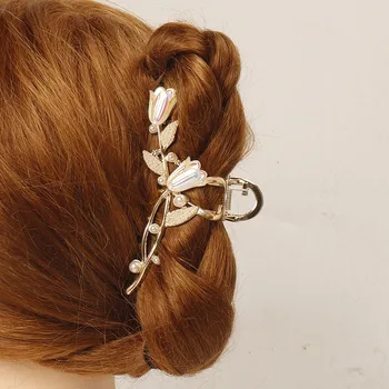 Новая орхидея для волос с жемчугом Для женщин и девочек, модные изысканные металлические заколки для волос, модные аксессуары для волос