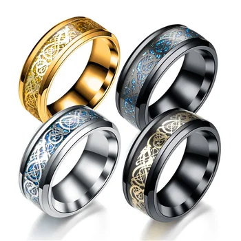 Новое европейское и американское кольцо с драконом для мужчин, модное кольцо в стиле панк, нейтральные ювелирные изделия, подарок для пары колец