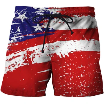Новые летние мужские шорты с принтом Национального флага США, Великобритании, Повседневные короткие штаны с 3D-принтом, Подростковый быстросохнущий купальник, плавки, шорты Cool Ice