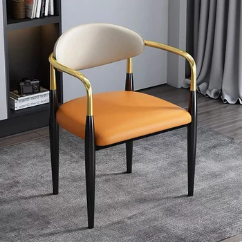 Обеденные стулья в скандинавском минимализме Уникальный металлический подлокотник Кресла для ожидания Удобная спинка Comedor De 4 Silla Мебель для дома