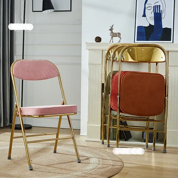 Обеденные стулья в стиле ретро для кухонной мебели, стул с вельветовой спинкой, Неоклассический дизайн, Креативный складной стул для столовой