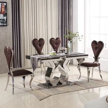 Обеденные стулья в форме сердца из нержавеющей стали, Европейский простой гостиничный стул со спинкой, мебель для столовой, креативный фланелевый обеденный стул