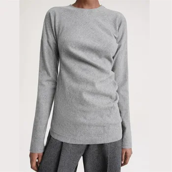 Осенне-зимний Новый повседневный пуловер с круглым вырезом и длинным рукавом 2023, приталенная универсальная теплая женская нижняя рубашка