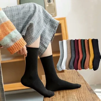 Осенние и зимние носки Детская Корейская версия средних женских носков ярких цветов с длинными носками-трубочками