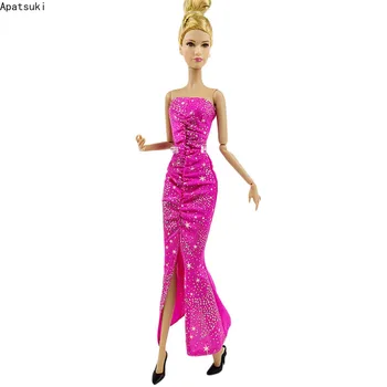 Платье с разрезом в виде розовой звезды для куклы Барби, модный наряд, вечернее платье без рукавов для кукол Barbie 1/6, аксессуары для кукол, детские игрушки своими руками