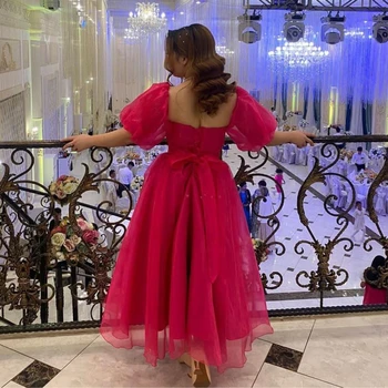 Платья Santorini с пышными рукавами и помпонами Длиной до щиколоток, день рождения принцессы из органзы, Саудовская Аравия, Женская вечерняя одежда с квадратным вырезом