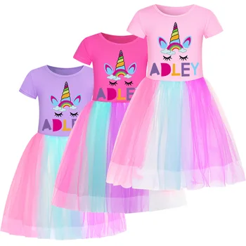 Платья для девочек от 3 до 12 лет для девочек из хлопка Adley, блестящее платье для девочек, платье принцессы с героями мультфильмов для девочек, летняя одежда