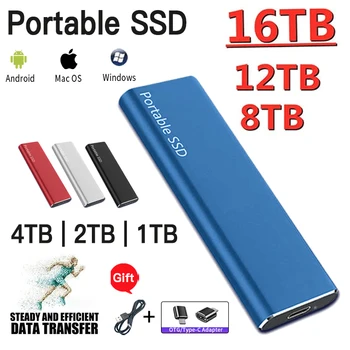 Портативный внешний жесткий диск SSD емкостью 1 ТБ Type-C USB 3.1 с высокой скоростью 500 ГБ внешних жестких дисков для ноутбуков/ Windows/ mac