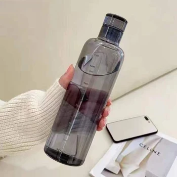 Прозрачная бутылка для воды с креативной временной шкалой, Водонепроницаемая пластиковая чашка для напитков большой емкости, новинка для путешествий в гору