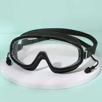 Противотуманные очки для подводного плавания с широким обзором для взрослых и молодежи, очки для плавания с затычками для ушей