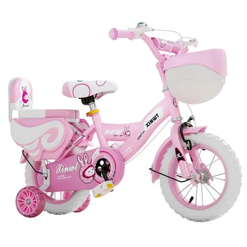 Розовый велосипед для девочек с корзиной для детей 2-7 лет, 12, 14, 16 дюймов, с колокольчиком и тренировочными колесами