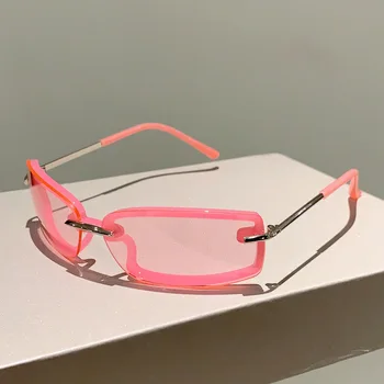 Роскошные Брендовые дизайнерские Квадратные солнцезащитные очки Y2K, женские Винтажные Солнцезащитные очки Для мужчин, модные панк-розовые карамельные оттенки UV400