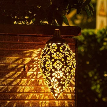 Светодиодный Марокканский Подвесной Фонарь на солнечной батарее, Проекционная лампа с ретро-марокканским рисунком, Декор для сада на открытом воздухе, Комплект Сказочного Света