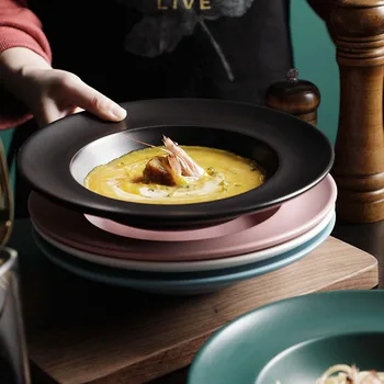 Скандинавская креативная керамическая тарелка для соломенной шляпы, тарелка для пасты, тарелка для салата, глубокая суповая тарелка, блюдо для домашней посуды, тарелка для западной кухни