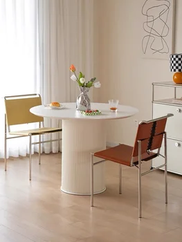 Скандинавский Антикварный обеденный стул, Домашний стол для переговоров в офисе Bauhaus, современный стул Rocroron с простой спинкой, Легкая Роскошная Нержавеющая сталь