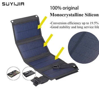 Складная Солнечная панель мощностью 20 Вт 5 В, USB-солнечная батарея, Портативное Складное Водонепроницаемое зарядное Устройство, Блок питания для кемпинга на открытом воздухе, Солнечная Зарядка