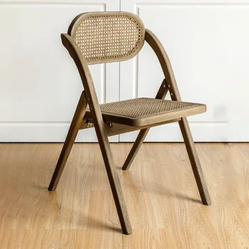 Складной стул для гостиной Деревянный Туалетный Дизайнерский Кухонный офисный стул из ротанга Уличная современная мебель для дома из силлы