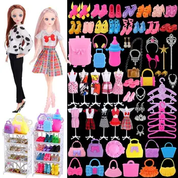 Случайный 1 комплект кукольных аксессуаров для куклы тканевая обувь Сапоги Мини-платье Сумочки Вешалки в виде короны Очки Кукольная одежда Детские игрушки