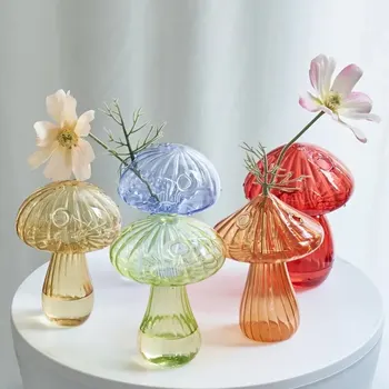 Современная Стеклянная Ваза в форме гриба, Стол для Ароматерапии, Простое Украшение, Креативный Домашний Гидропонный Цветок