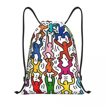 Сумки-рюкзаки на шнурке в стиле поп-арт, мужские и женские легкие сумки-рюкзаки в стиле поп-граффити, спортивные сумки для йоги Haring Keiths Gym