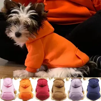 Толстовка с капюшоном для щенка, осенне-зимняя двуногая одежда для кошек и собак с карманами для собак французского бульдога, пуловер, толстовка, пальто