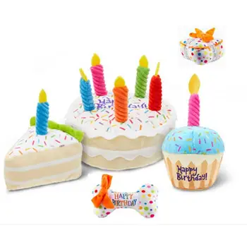 Торт ко дню рождения домашних животных, Мягкий, развлекательный, Безопасный, Милый, прочный, Красочный, безопасный для домашних животных, Интерактивная игрушка, Торт ко дню рождения, Красочный