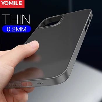 Ультратонкий квадратный чехол для телефона толщиной 0,2 мм для iPhone 13 11 12 Pro Max XS XR X6 S 7 8 Plus SE 2020 Матовый тонкий жесткий чехол из ПК с прозрачным покрытием