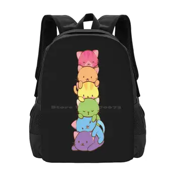 Флаг ЛГБТ-гей-прайда, Кавайные Радужные кошки, школьный рюкзак большой емкости, сумки для ноутбуков, гей-прайд, Радужная пастель, Милый Очаровательный котенок