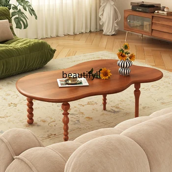 Французский Ретро Чайный столик из массива дерева Cloud В гостиной, Маленькой квартире, чайном столике в кремовом стиле
