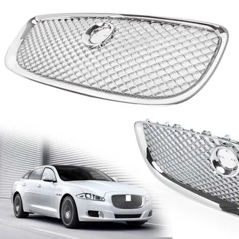 Центральная Решетка Радиатора Переднего Бампера Автомобиля С Эмблемой Jaguar XJ 2010 2011 2012 2013 2014 2015 Хром/Черный