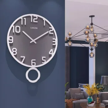 Часы в скандинавском дизайне, висящие на стене, Простые часы на батарейках, Большая Тихая гостиная, Деревянный декор для дома Orologio Da Parete