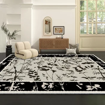 Черно-белые ковры с цветами для спальни, игровой коврик с 3D-печатью, коврики для пола, ковер из серии 