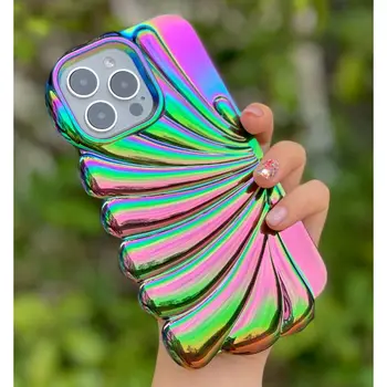 Чехол 14 Pro с Роскошным Блеском Rainbow Conch Laser Aurora Shell Чехол для Телефона Funda Cover для iPhone 12 Pro Max 13 Pro 11 14 Pro Max Чехлы